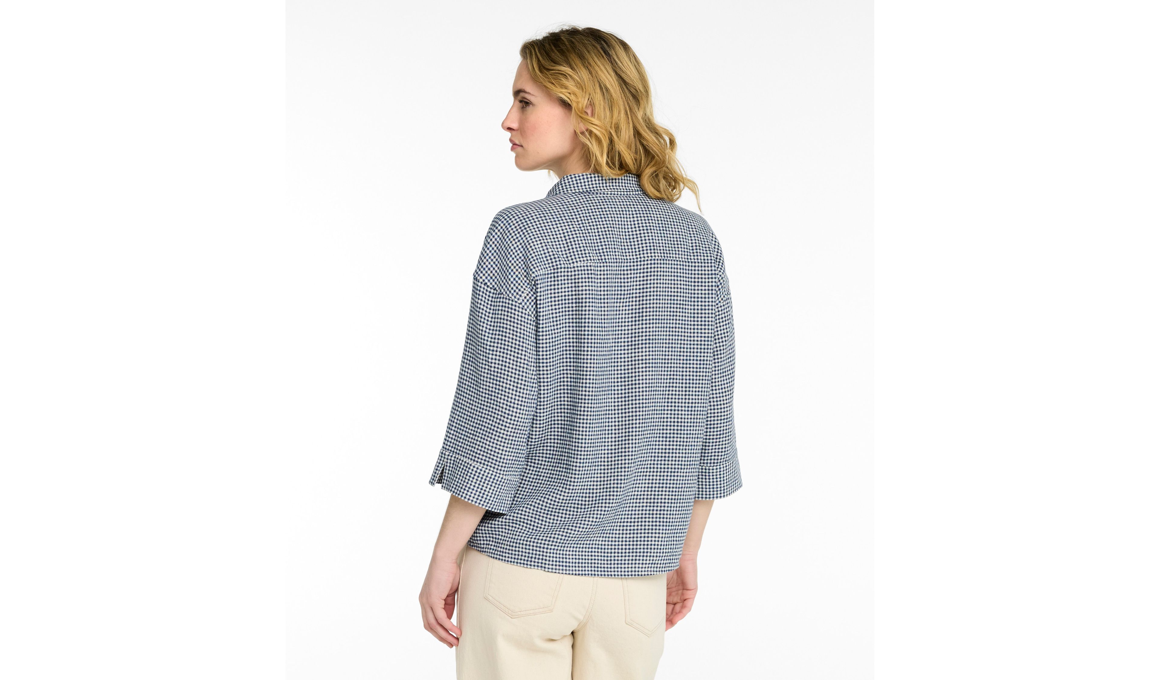Women's Signature Linen-Blend Button-Front Shirt, Three-Quarter-Length Sleeve