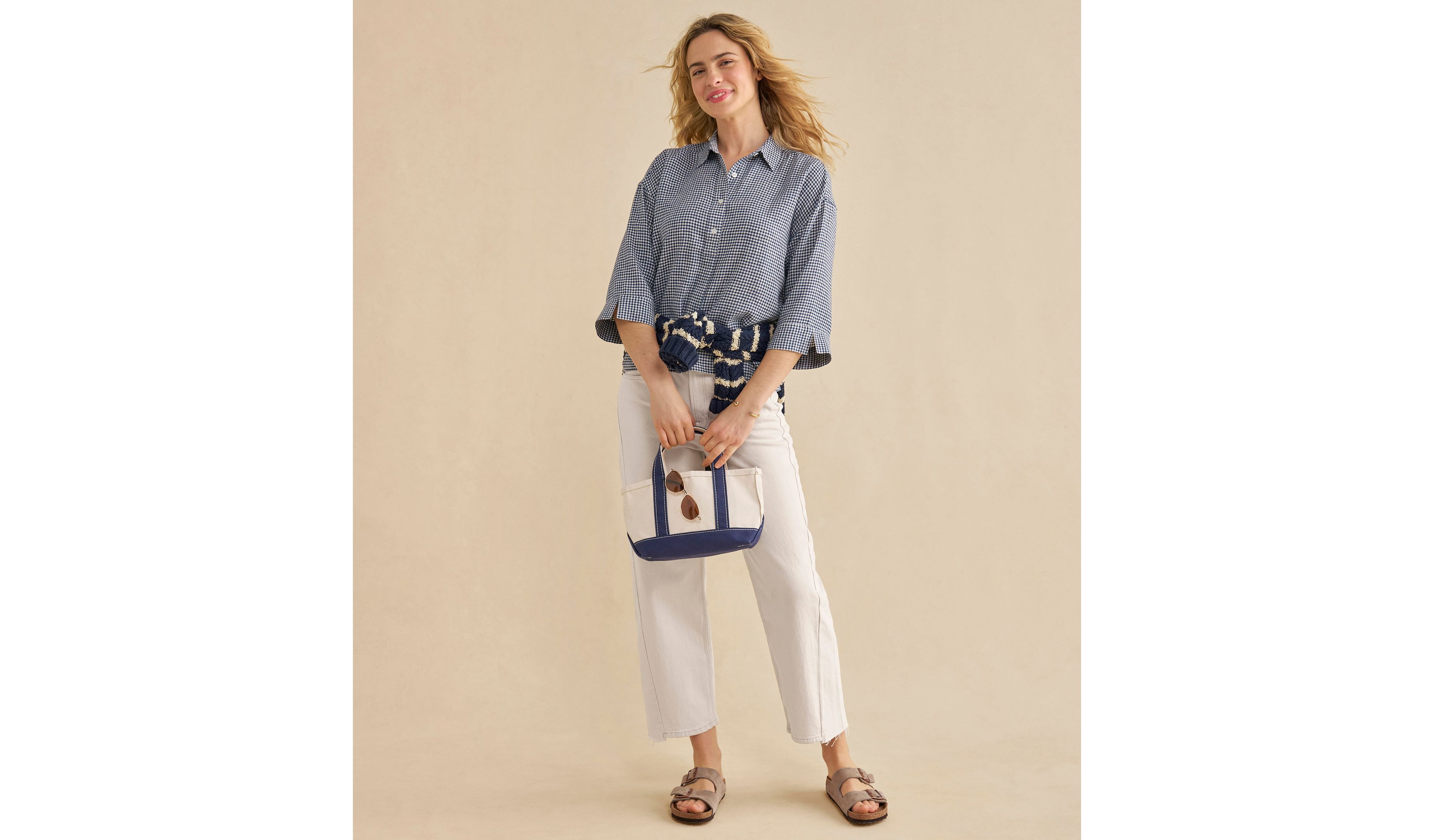 Women's Signature Linen-Blend Button-Front Shirt, Three-Quarter-Length Sleeve