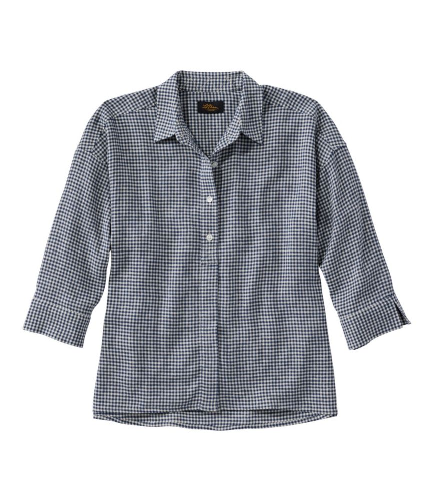 Women's Signature Linen-Blend Button-Front Shirt, Three-Quarter-Length Sleeve