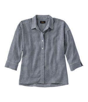 Women's Signature Linen-Blend Button-Front Shirt, Three-Quarter-Length Sleeve, New