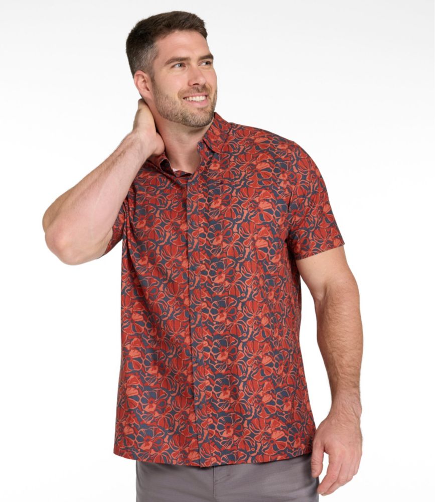Men's Ultralight Venture Shirt, Short-Sleeve Print, Carbon Navy Abstract Hibiscus, small image number 4