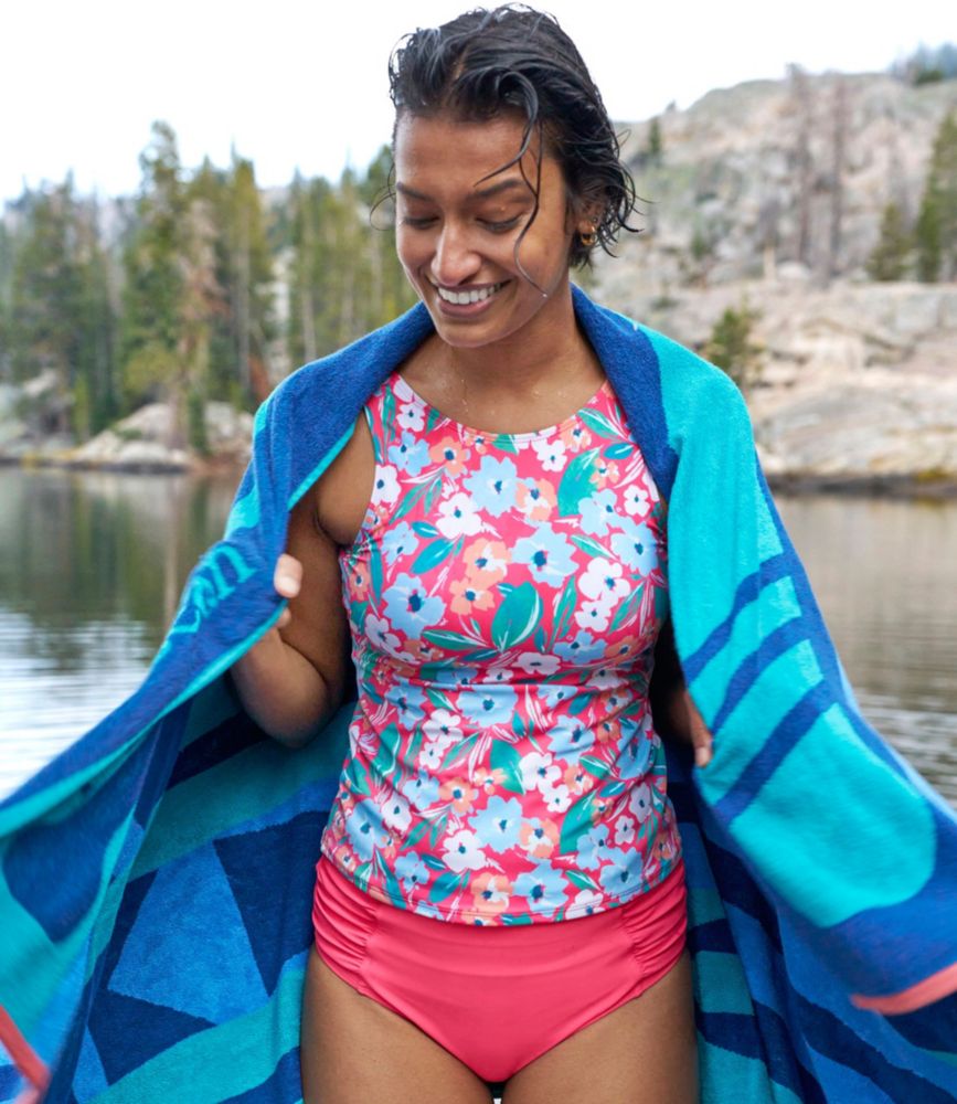 Women's BeanSport Highneck Tankini Top, Print, Classic Teal Batik, small image number 4