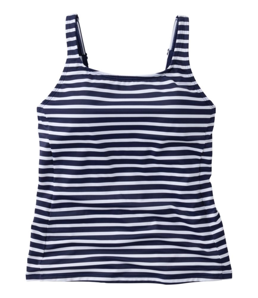 Women's L.L.Bean Coastal Essential Scoop Tankini Top, Print, Darkest Navy Sailor Stripe, small image number 1