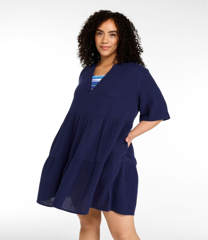 Women's Cloud Gauze Cover-Up Tiered Dress, Print
