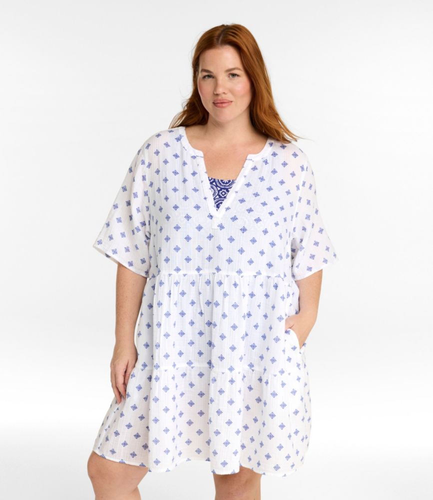 Women's Cloud Gauze Cover-Up, Tiered Dress Print