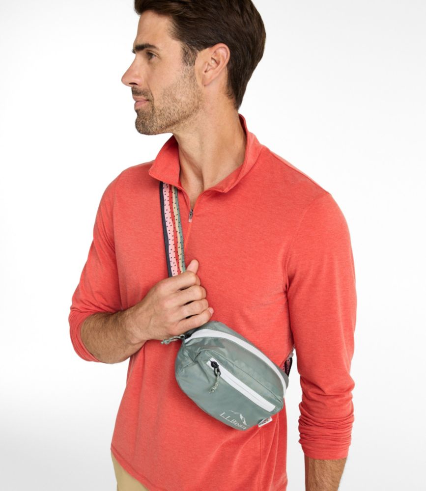 L.L.Bean Stowaway Waist Pack, Print Strap, Olive Gray/Rainbow Trout, small image number 7