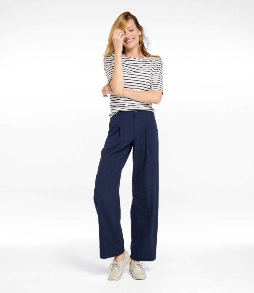 Women's Lakeside Linen-Blend Pants, Wide Straight-Leg