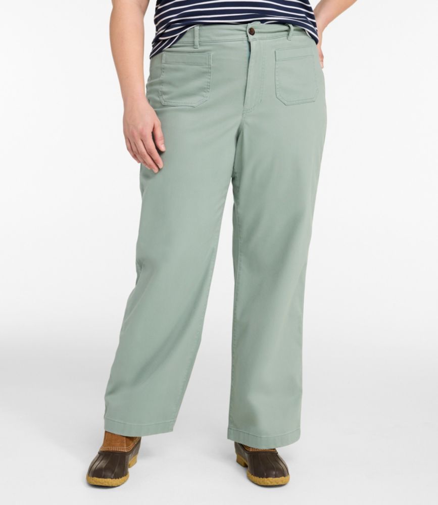 Women's Comfort Stretch Patch Pocket Pants, Mid-Rise Wide Straight-Leg Chino, New