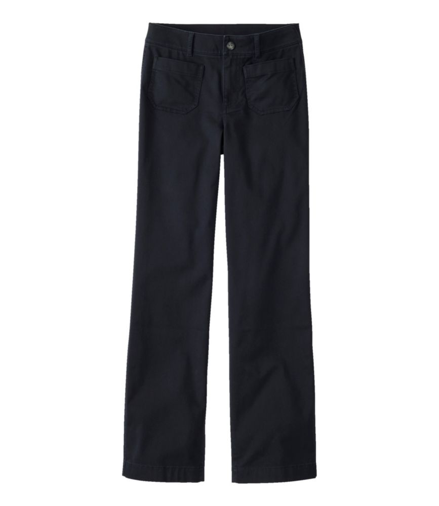 Women's Comfort Stretch Patch Pocket Pants, Mid-Rise Wide Straight-Leg Chino