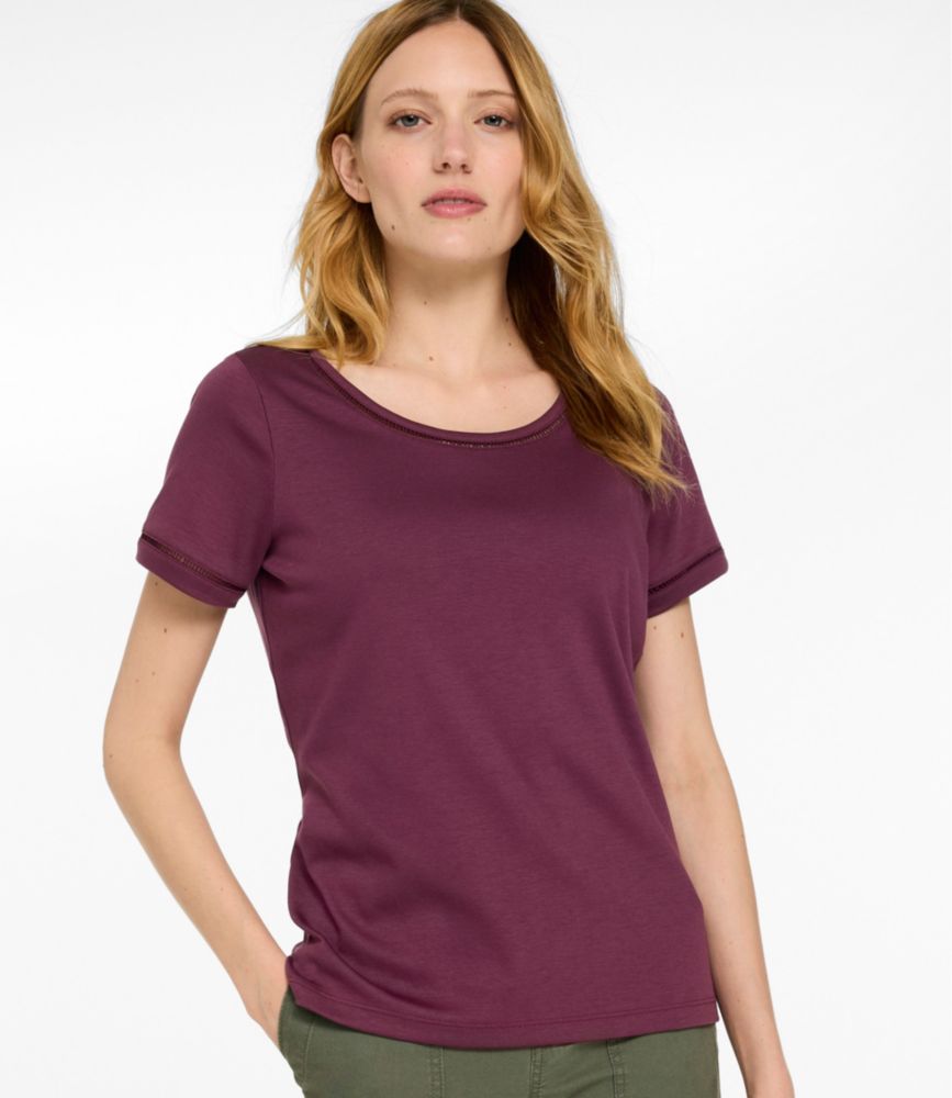 Women's Pima Cotton Tee, Short-Sleeve Jewelneck Front