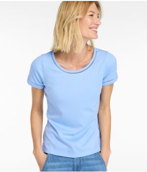 Women's Pima Cotton Tee, Short-Sleeve Jewelneck, New