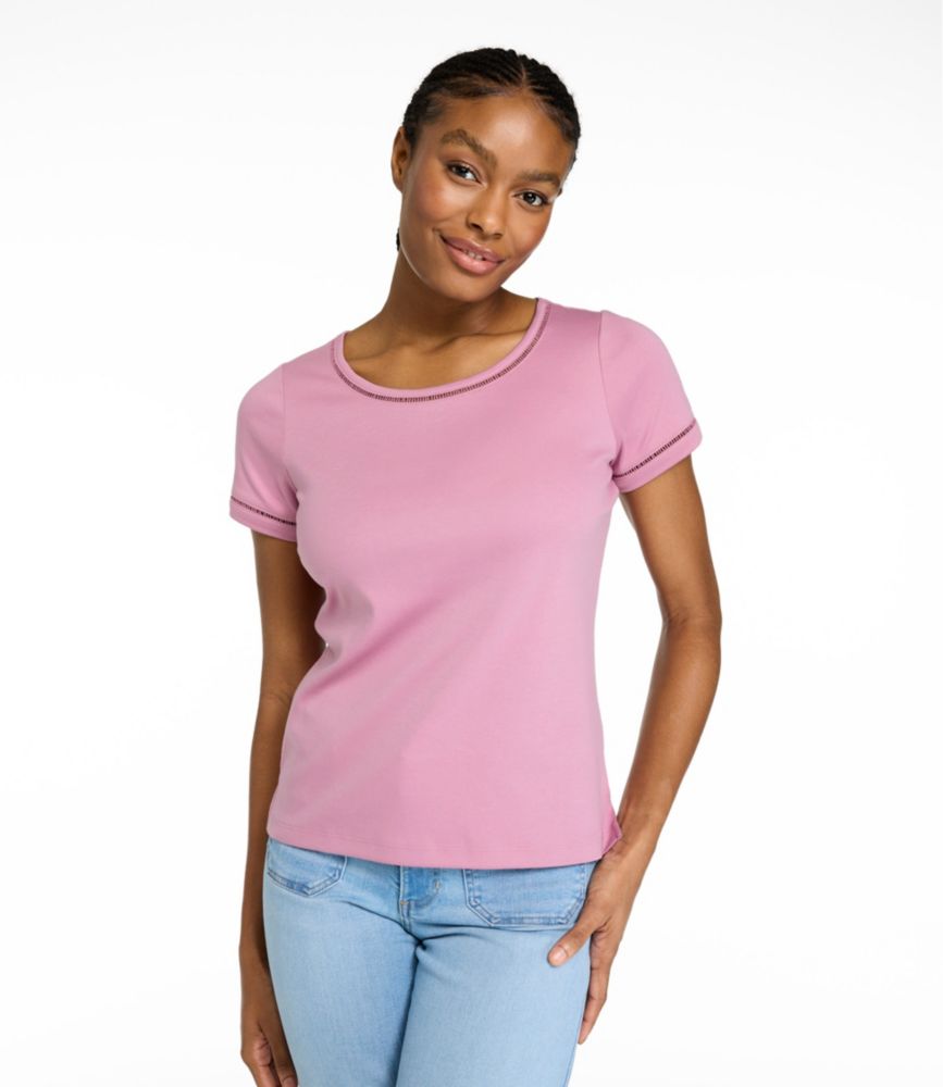 Women's Pima Cotton Tee, Short-Sleeve Jewelneck
