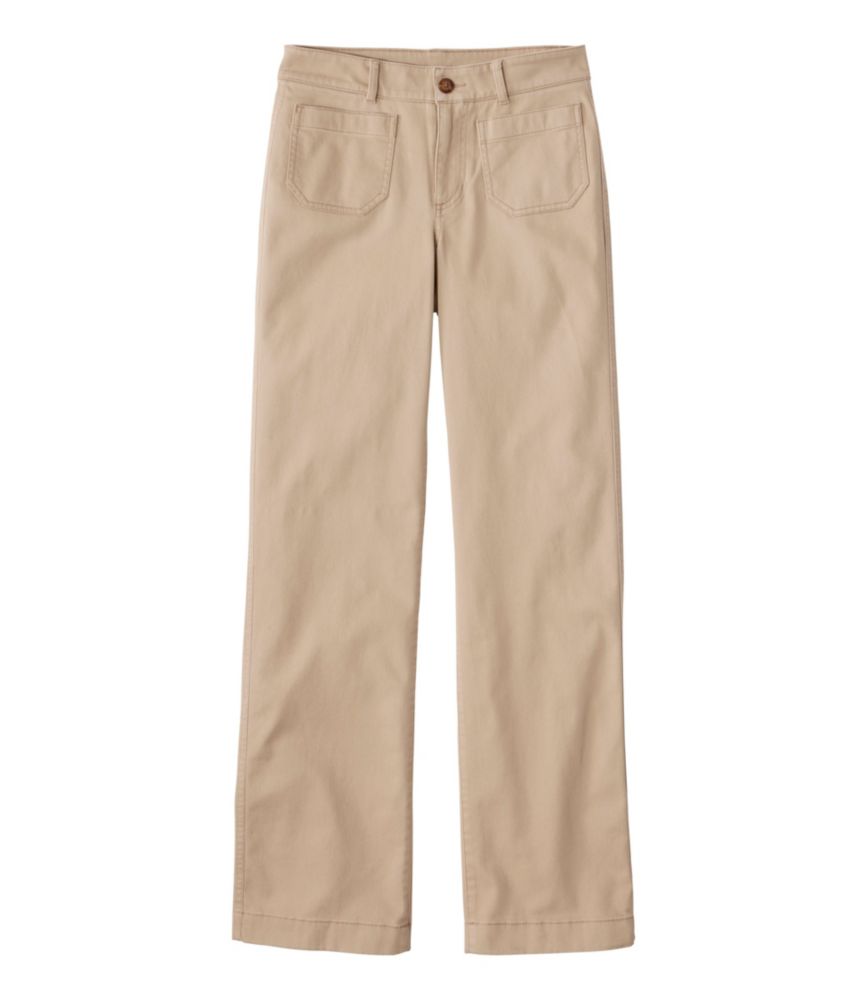 Women's Comfort Stretch Patch Pocket Pants, Mid-Rise Wide Straight-Leg Chino