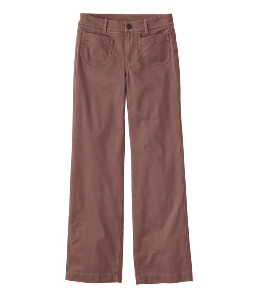 Women's Comfort Stretch Patch Pocket Pants, Mid-Rise Wide Straight-Leg Chino