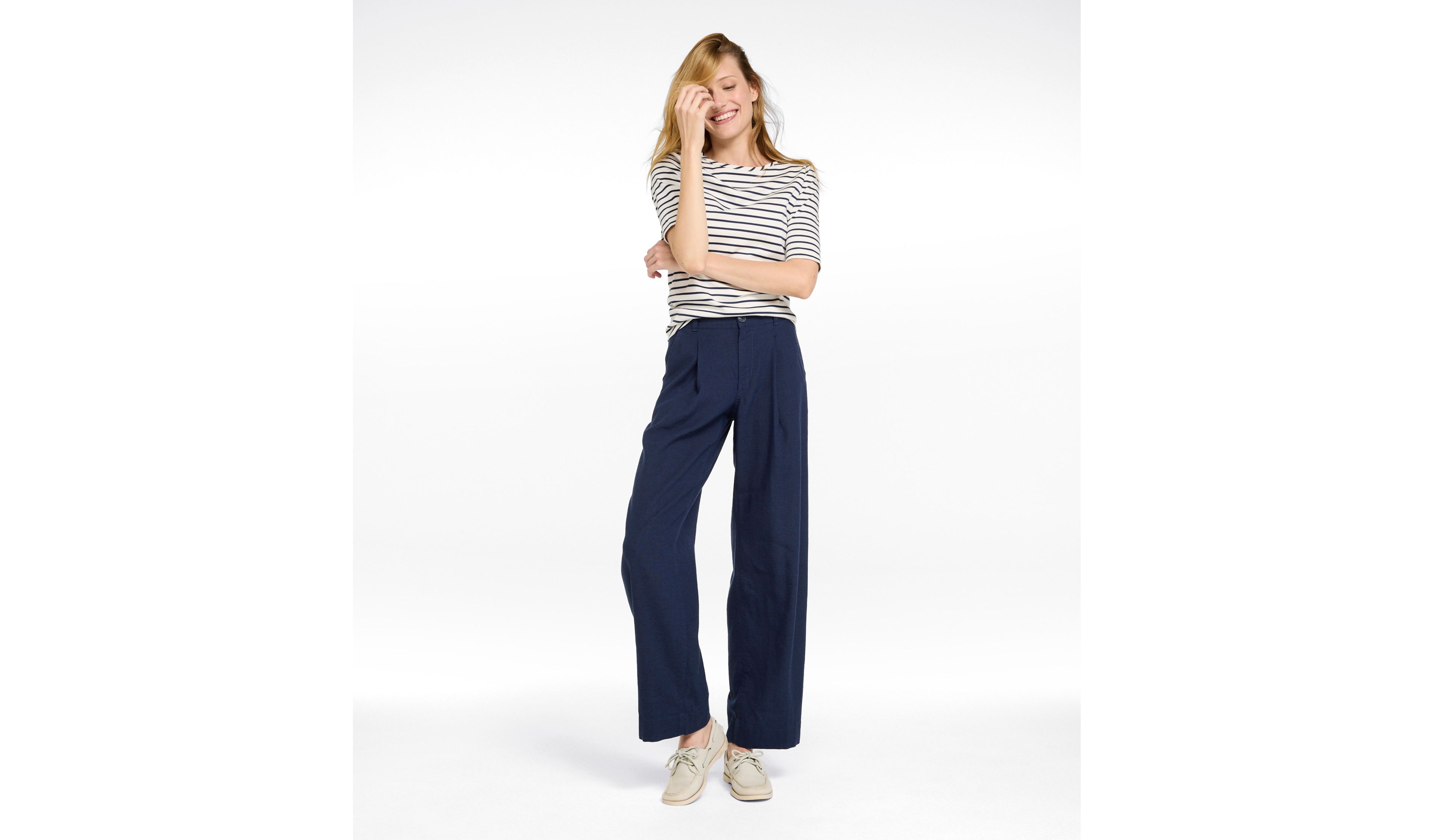Women's Lakeside Linen-Blend Pants, Wide Straight-Leg