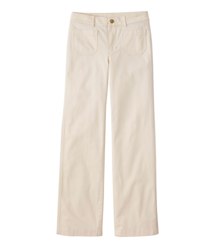 Women's Comfort Stretch Patch Pocket Pants, Mid-Rise Wide Straight-Leg Chino