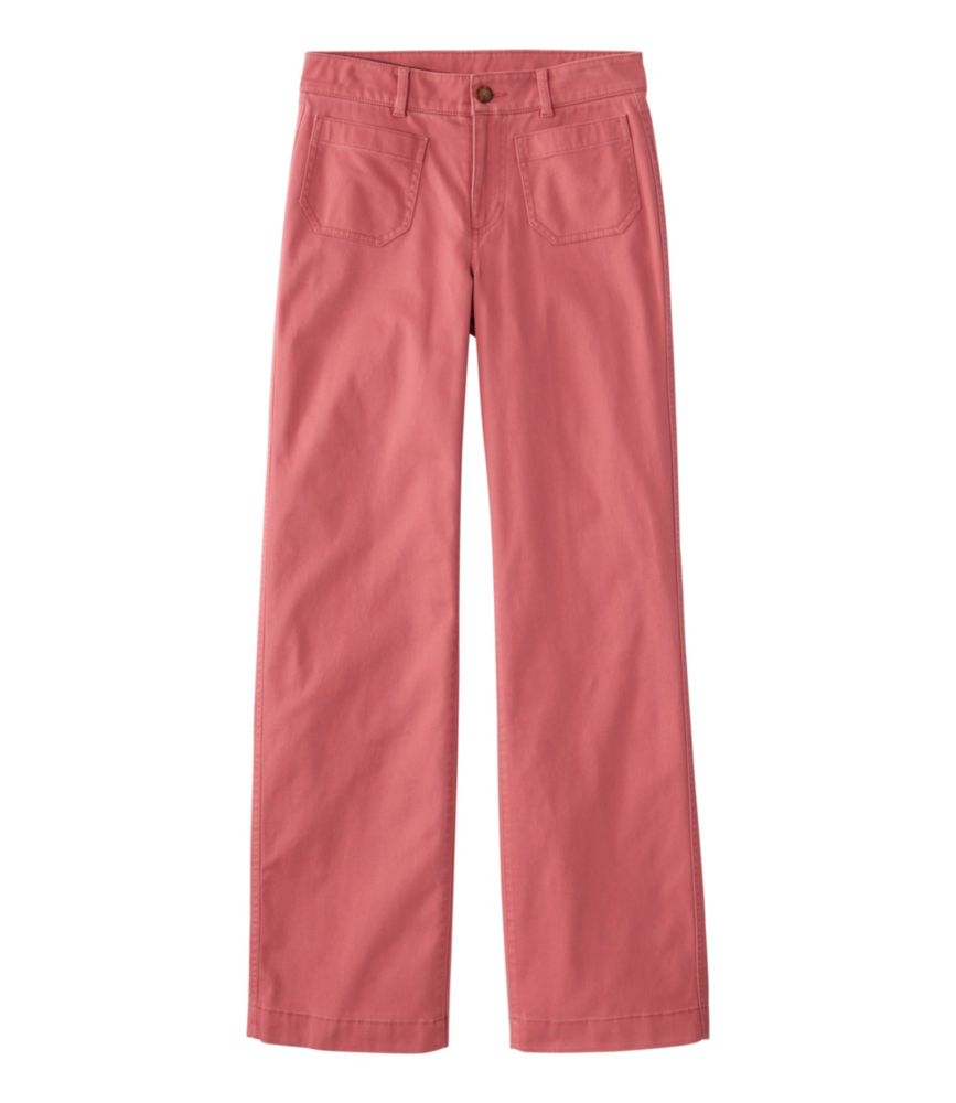 Women's Comfort Stretch Patch Pocket Pants, Mid-Rise Wide Straight-Leg Chino