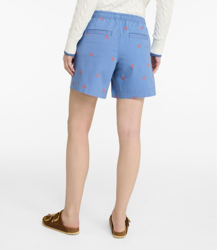 Women's Lakewashed Dock Shorts, Mid-Rise Embroidery, Deep Lake Lobster, small image number 3