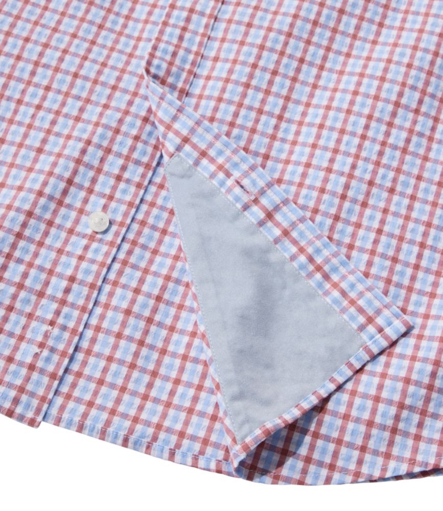 Men's Comfort Stretch Performance&reg; Seersucker Shirt, Short-Sleeve, Slightly Fitted Untucked Fit, Plaid, Pale Rose, small image number 7
