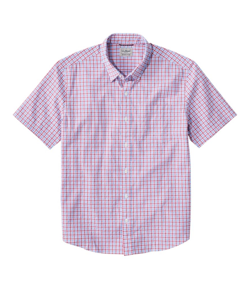 Men's Comfort Stretch Performance® Seersucker Shirt, Short-Sleeve, Slightly Fitted Untucked Fit, Plaid