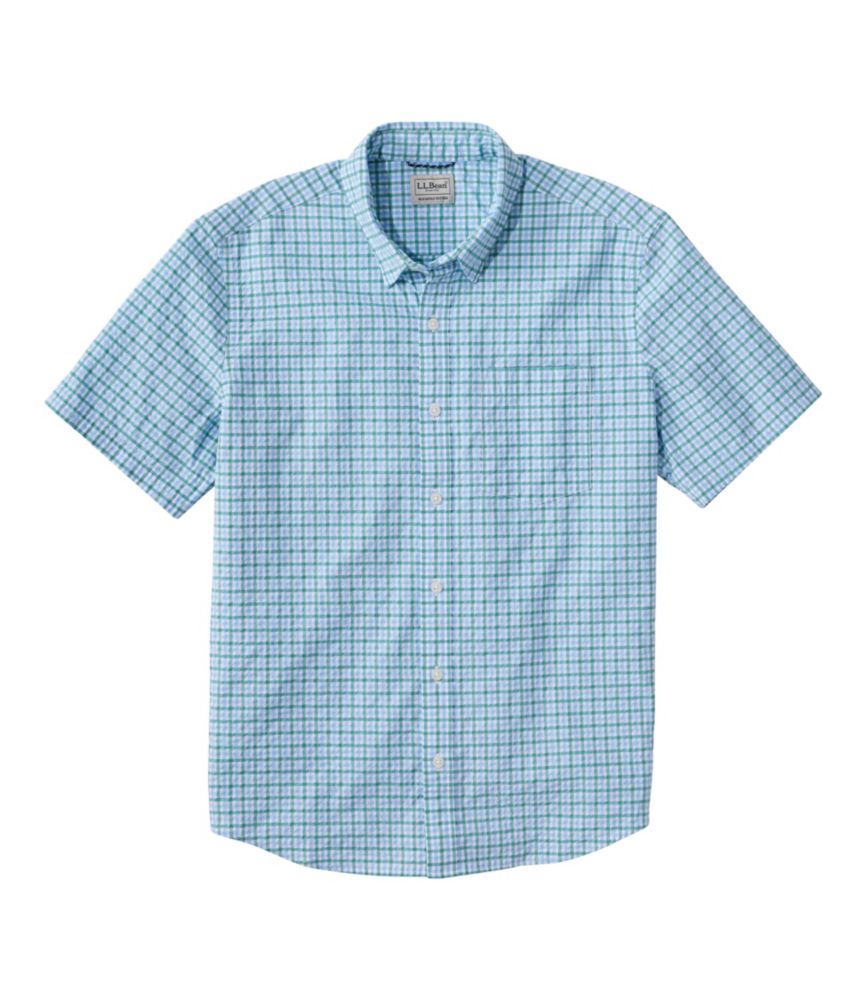 Men's Comfort Stretch Performance® Seersucker Shirt, Short-Sleeve, Slightly Fitted Untucked Fit, Plaid