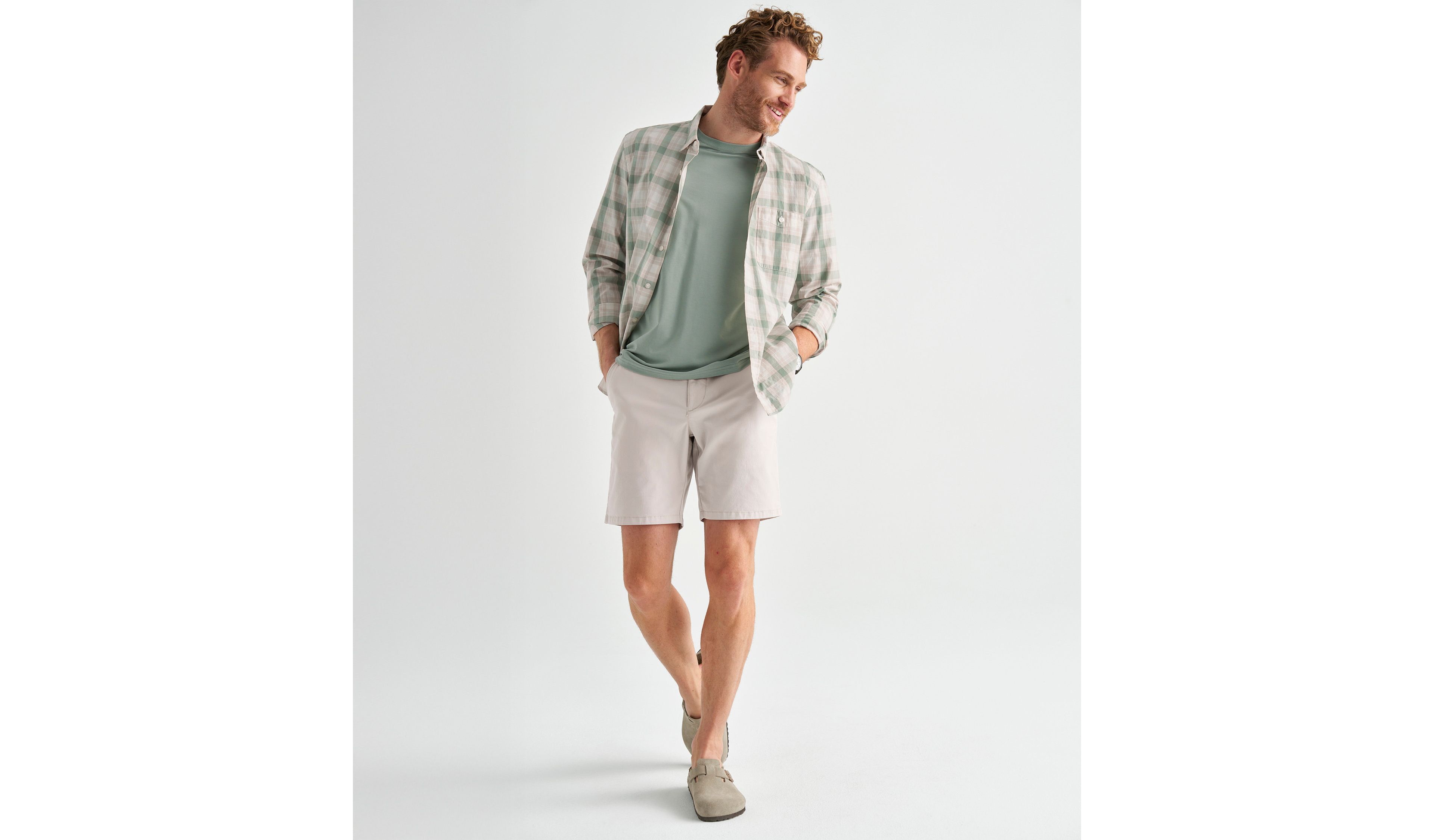 Men's Comfort Stretch Performance® Chambray Shirt, Slightly Fitted, Long-Sleeve, Plaid
