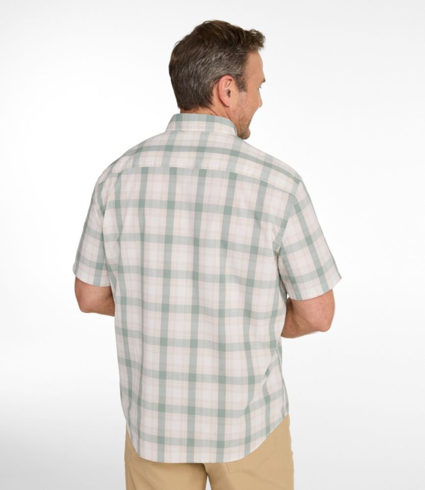 Men's Comfort Stretch Performance&reg; Chambray Shirt, Short-Sleeve, Slightly Fitted Untucked Fit, Plaid, Faded Sage, small image number 5