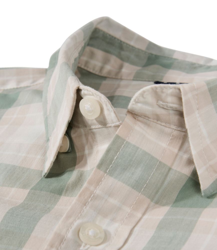 Men's Comfort Stretch Performance&reg; Chambray Shirt, Short-Sleeve, Slightly Fitted Untucked Fit, Plaid, Faded Sage, small image number 6