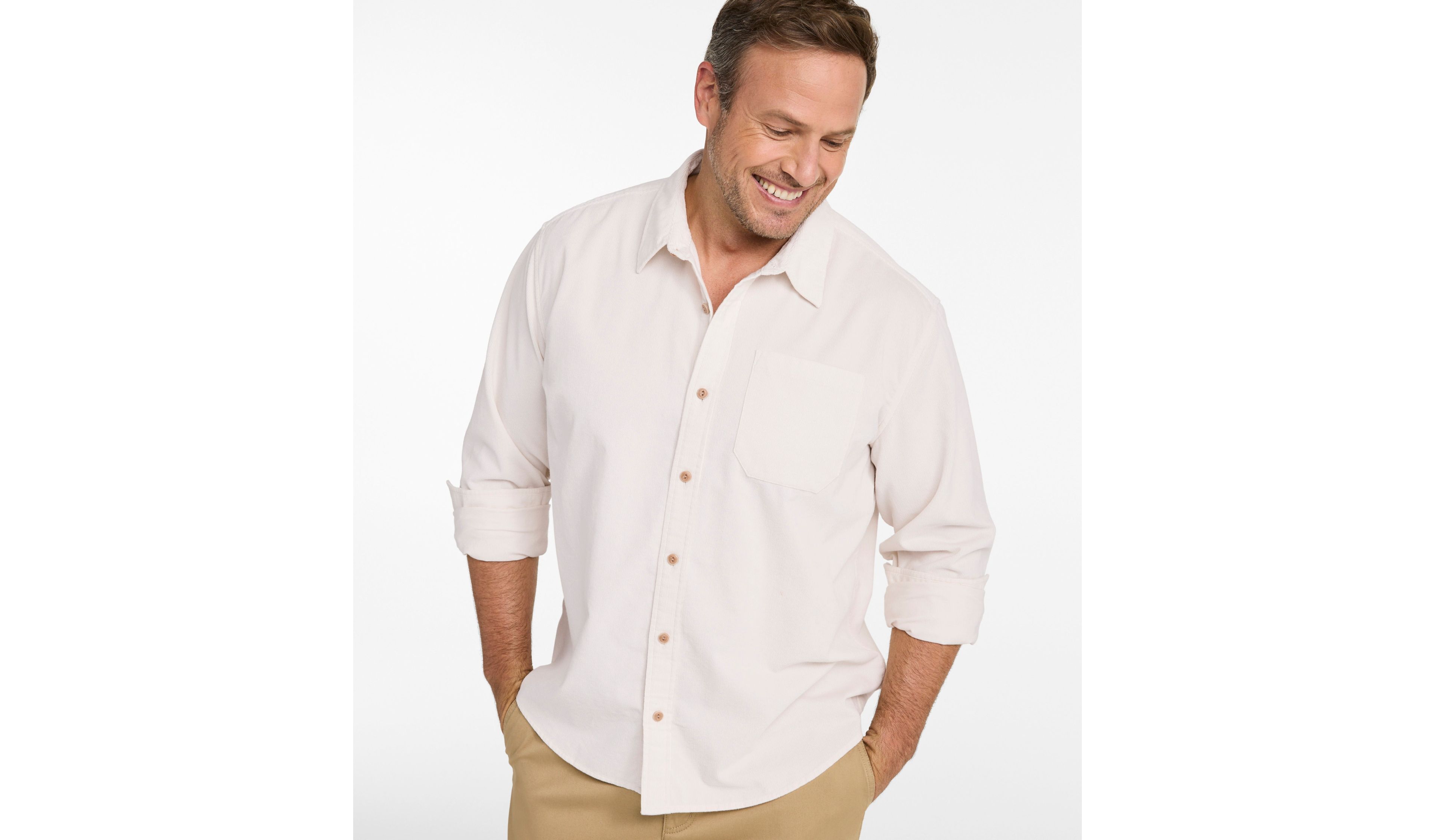 Men's Sunwashed Corduroy Shirt, Slightly Fitted