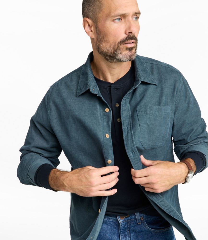 Men's Sunwashed Corduroy Shirt, Slightly Fitted Untucked Fit