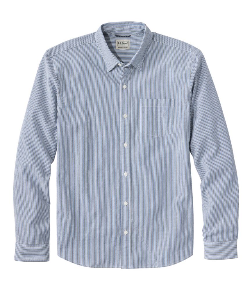 Men's Comfort Stretch Performance® Seersucker Shirt, Long-Sleeve, Slightly Fitted Untucked Fit, Stripe