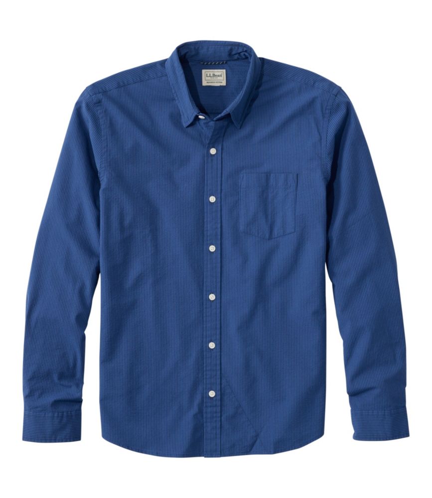 Men's Comfort Stretch Performance® Seersucker Shirt, Long-Sleeve, Slightly Fitted Untucked Fit, Stripe