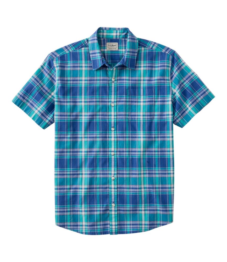 Men's Madras Shirt, Short-Sleeve, Slightly Fitted Untucked Fit