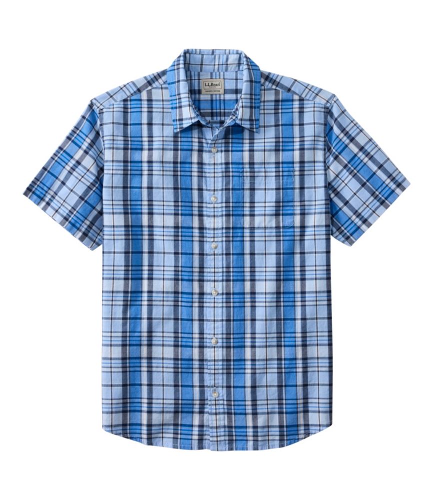Men's Madras Shirt, Short-Sleeve, Slightly Fitted Untucked Fit