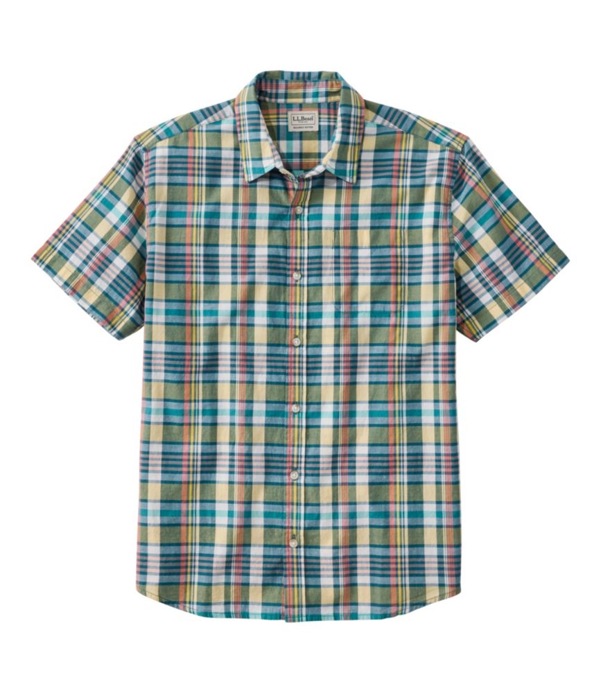 Men's Madras Shirt, Short-Sleeve, Slightly Fitted Untucked Fit