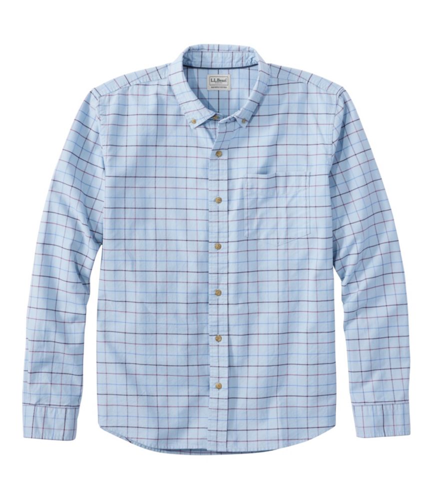 Men's Sunwashed Oxford Shirt, Slightly Fitted Untucked Fit, Plaid