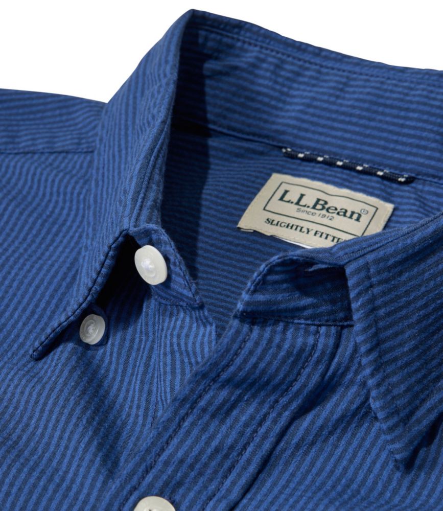 Men's Comfort Stretch Performance&reg; Seersucker Shirt, Long-Sleeve, Slightly Fitted Untucked Fit, Stripe, Classic Navy, small image number 6