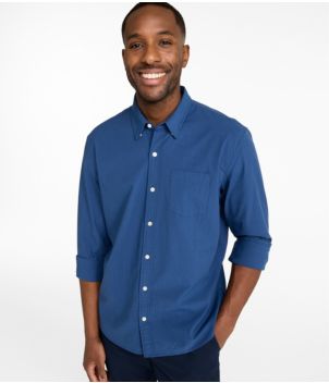 Men's Comfort Stretch Performance® Seersucker Shirt, Long-Sleeve, Slightly Fitted Untucked Fit, Stripe, New
