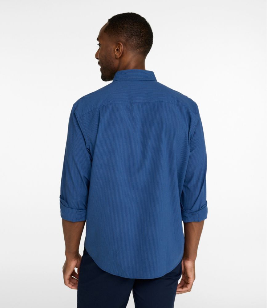 Men's Comfort Stretch Performance® Seersucker Shirt, Long-Sleeve, Slightly Fitted Untucked Fit, Stripe