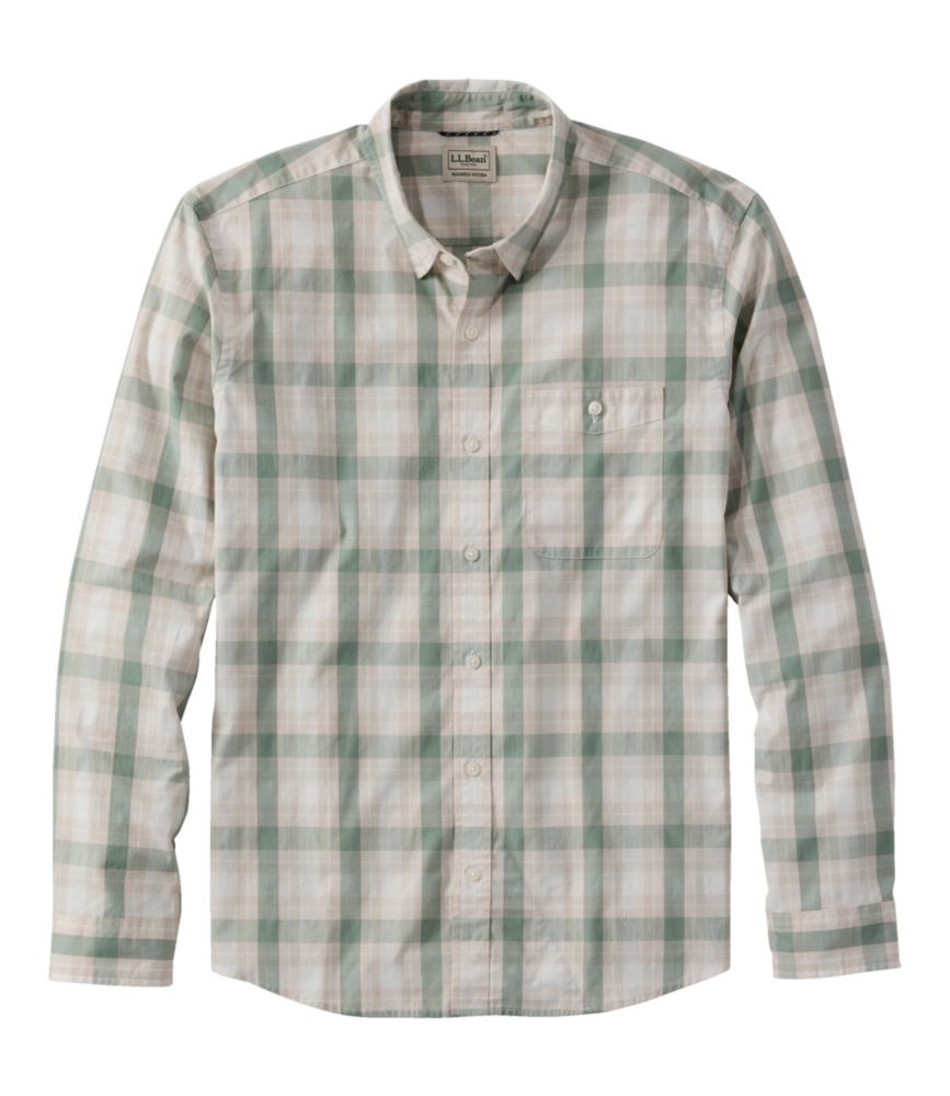 Men's Comfort Stretch Performance® Chambray Shirt, Long-Sleeve, Slightly Fitted Untucked Fit, Plaid