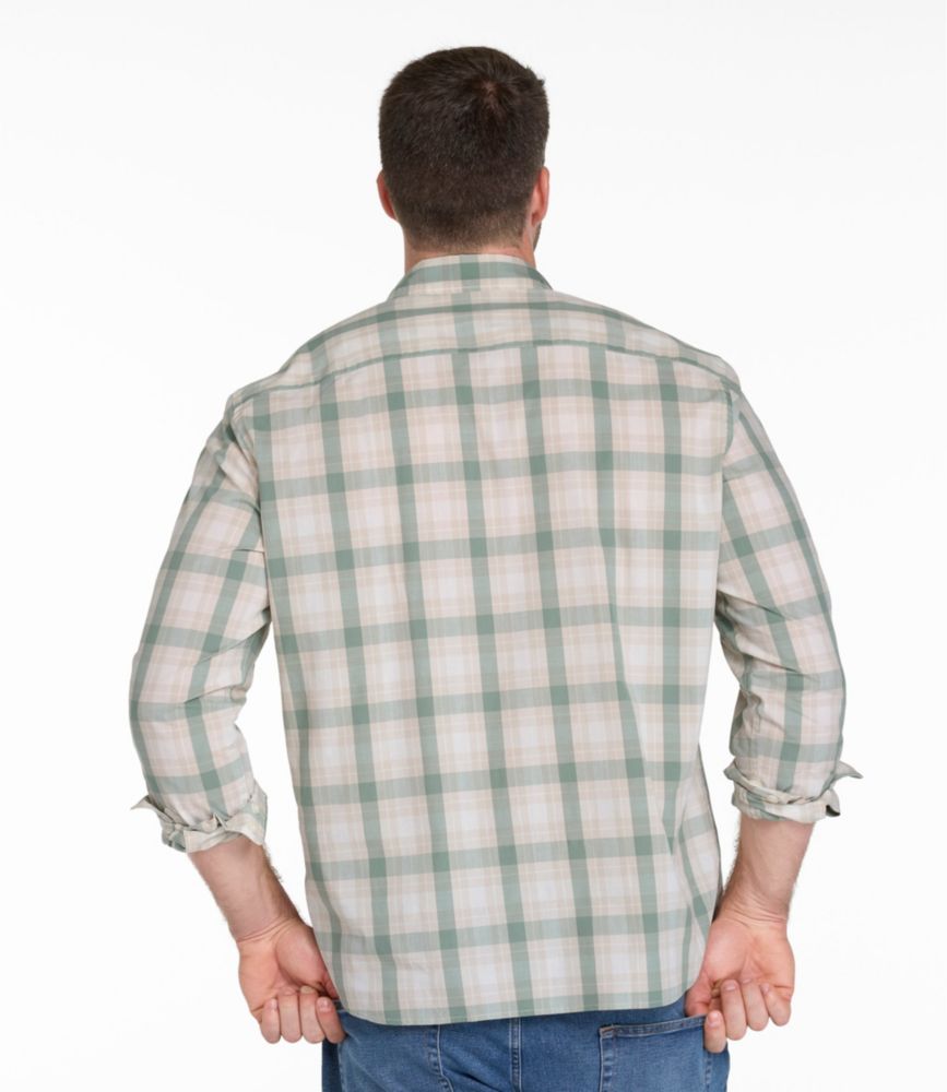 Men's Comfort Stretch Performance® Chambray Shirt, Long-Sleeve, Slightly Fitted Untucked Fit, Plaid