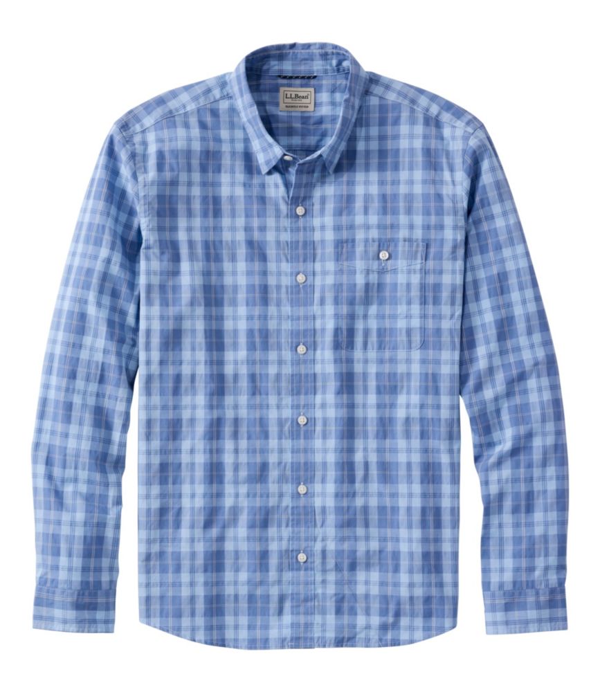 Men's Comfort Stretch Performance® Chambray Shirt, Long-Sleeve, Slightly Fitted Untucked Fit, Plaid