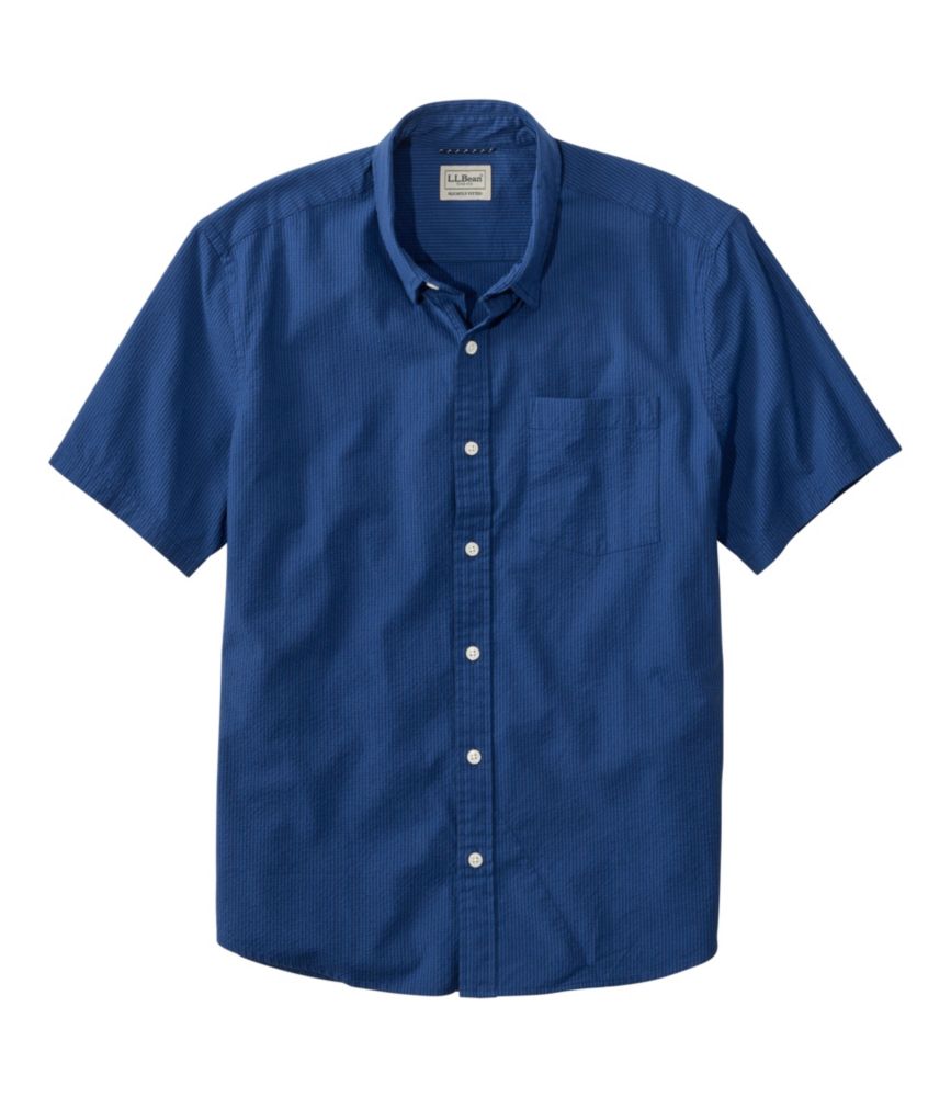 Men's Comfort Stretch Performance® Seersucker Shirt, Short-Sleeve, Slightly Fitted Untucked Fit, Stripe