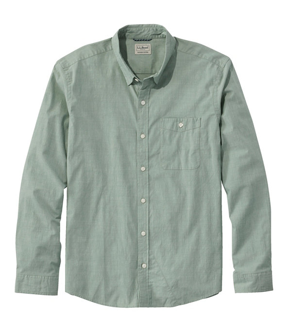 Comfort Stretch Performance Chambray Long Sleeve Shirt Slightly Fitted Men's Regular, Faded Sage, large image number 0