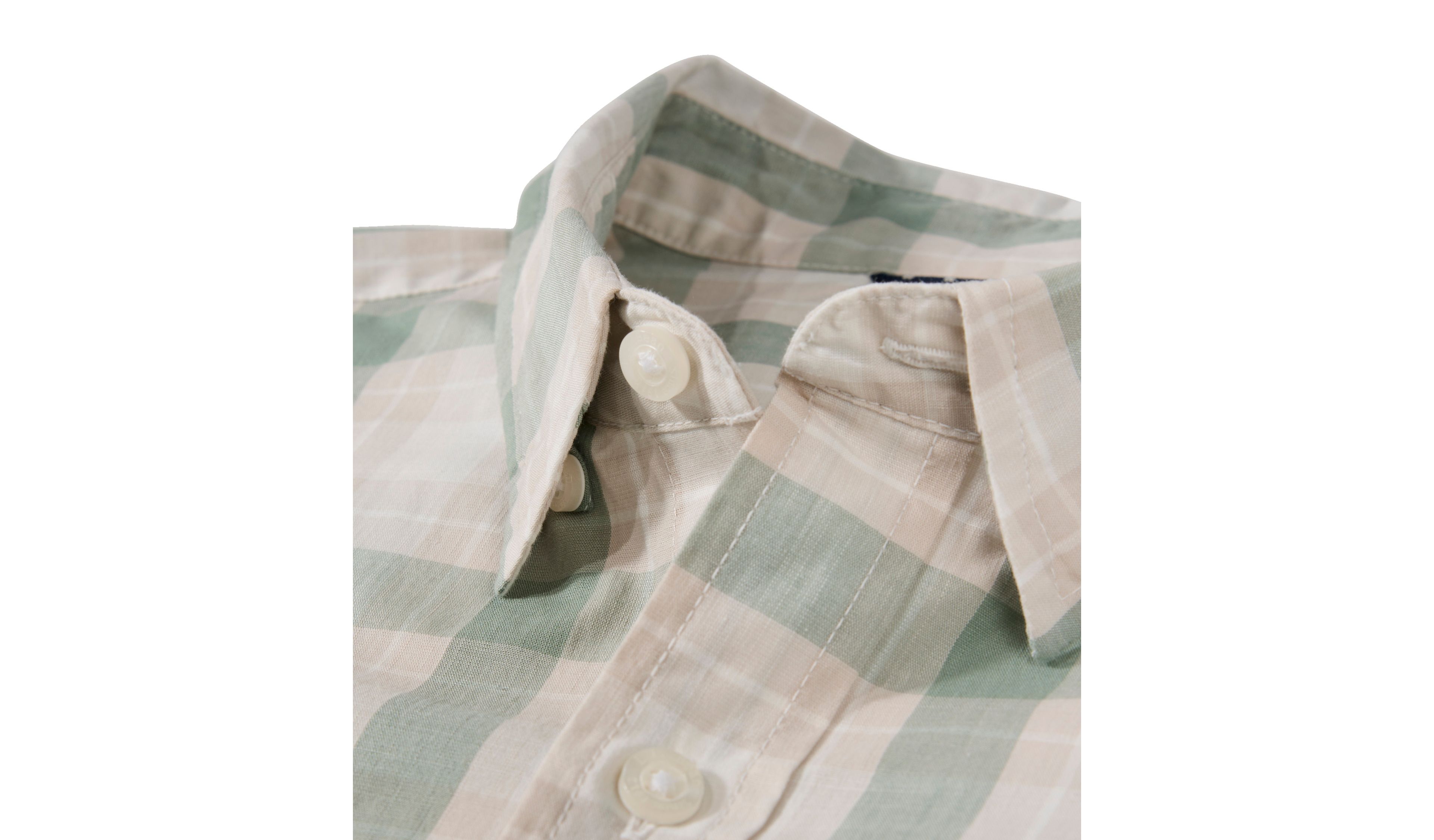 Men's Comfort Stretch Performance® Chambray Shirt, Slightly Fitted, Short-Sleeve, Plaid