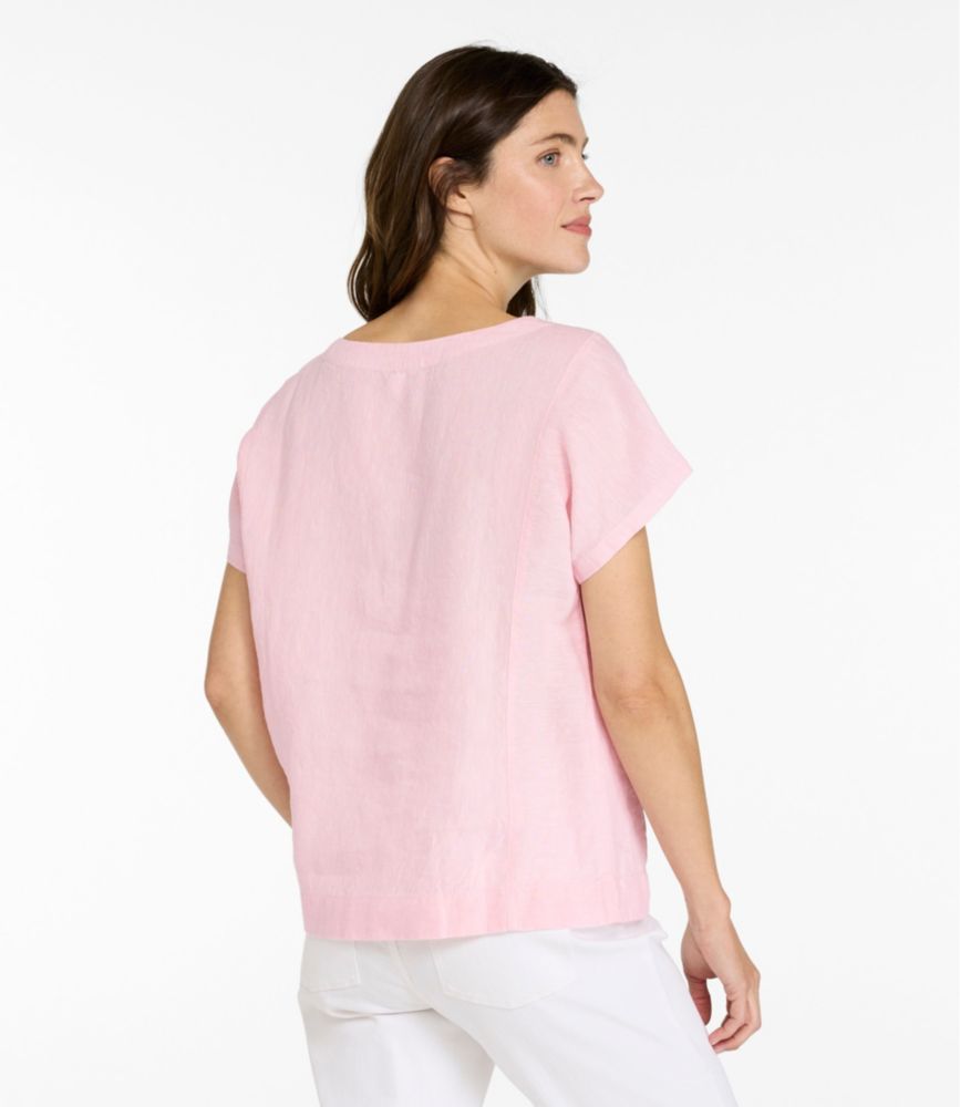 Women's Premium Washable Linen Shirt, Short-Sleeve, Shell Pink, small image number 3