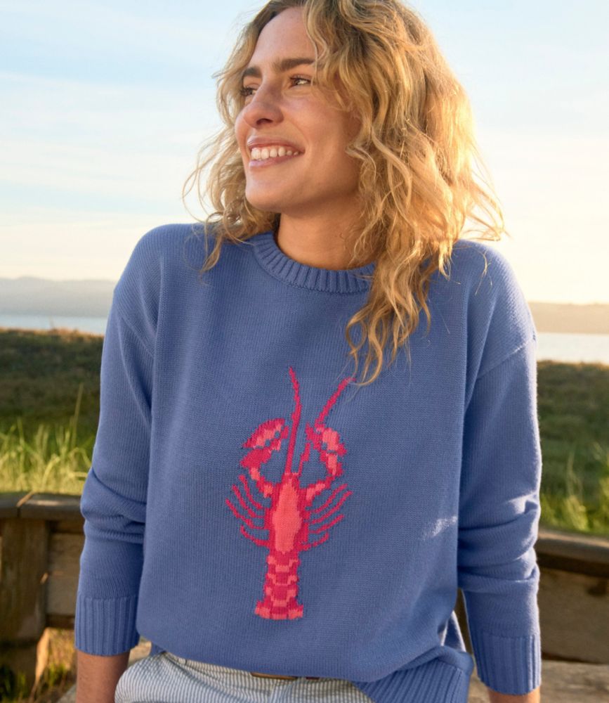 Women's The Original Double L&reg; Sweater, Novelty Crewneck, Deep Lake Lobster, small image number 10