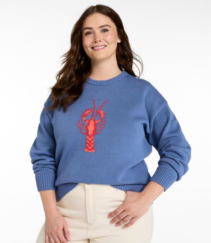 Women's The Original Double L&reg; Sweater, Novelty Crewneck, Deep Lake Lobster, small image number 2
