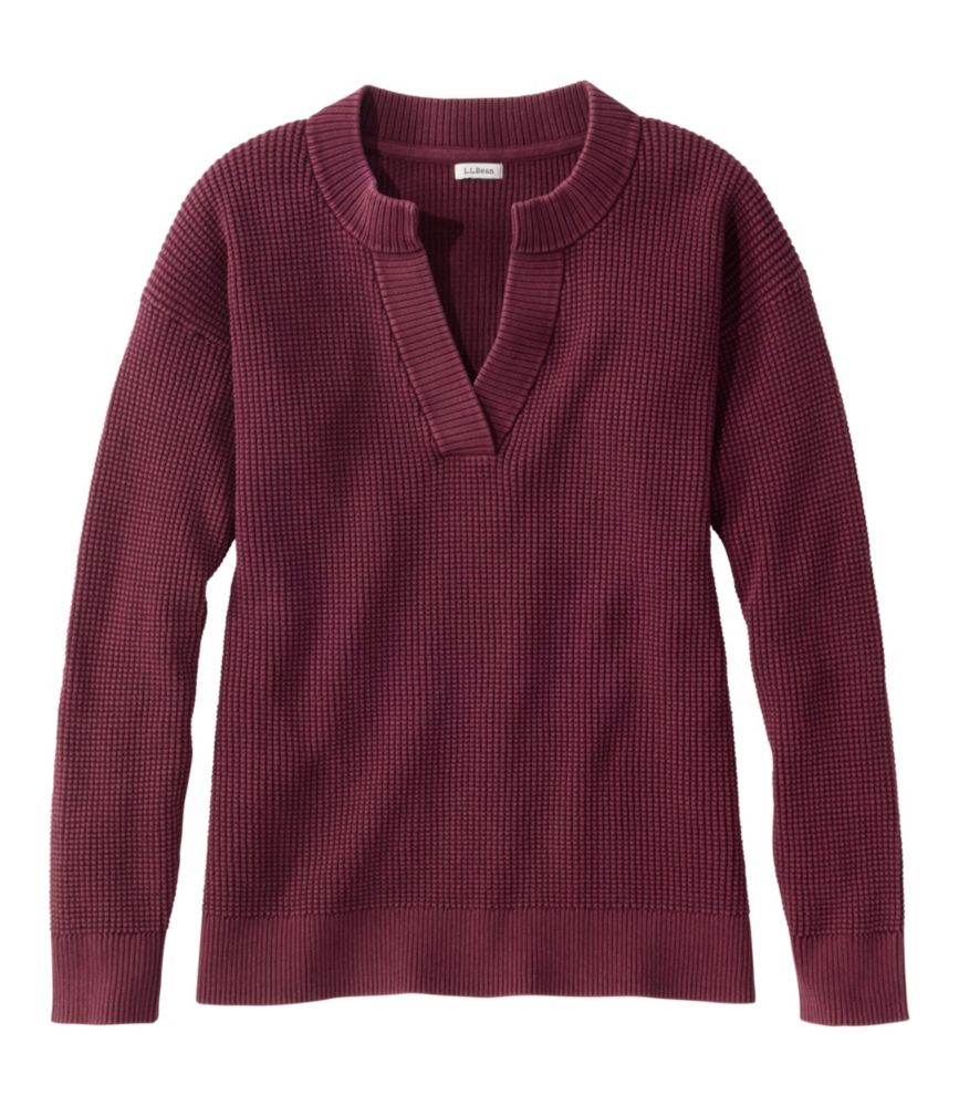 Women's Sunwashed Waffle Sweater, Splitneck