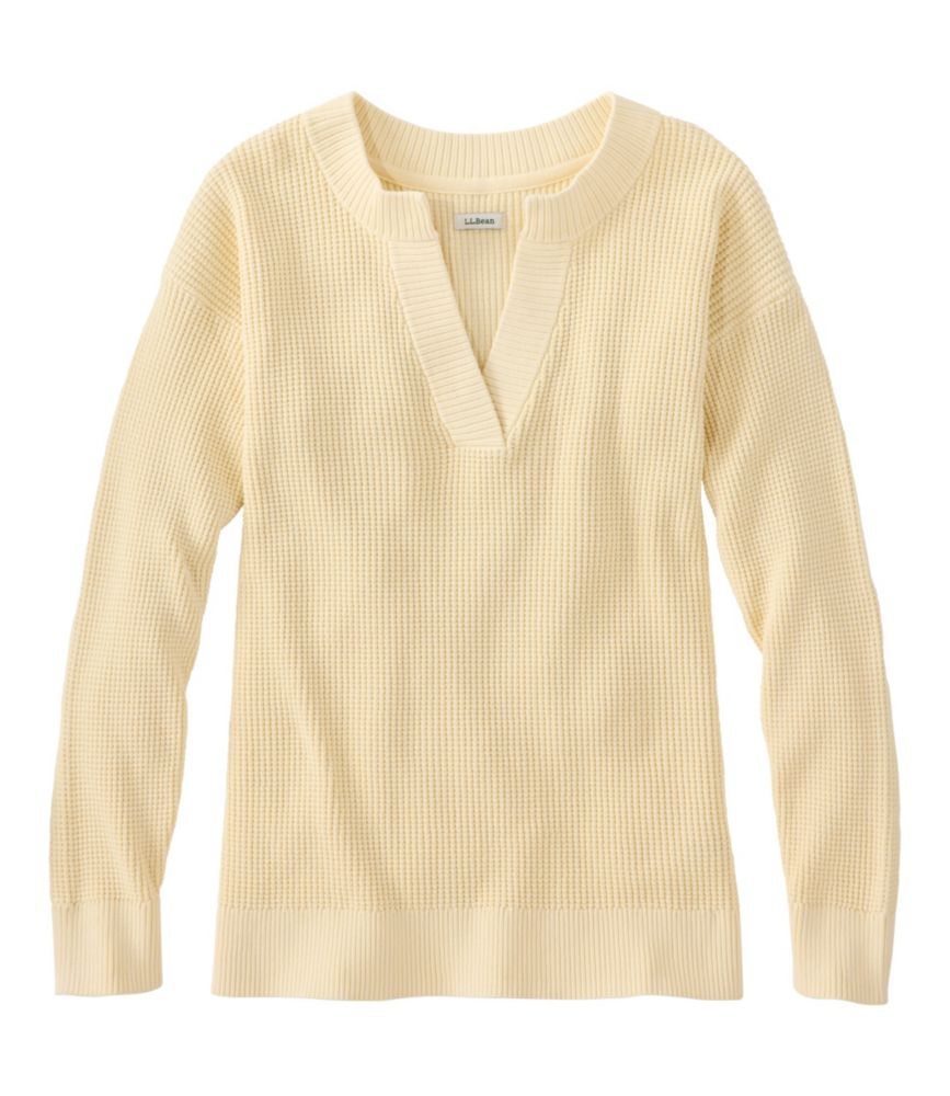 Women's Sunwashed Waffle Sweater, Splitneck